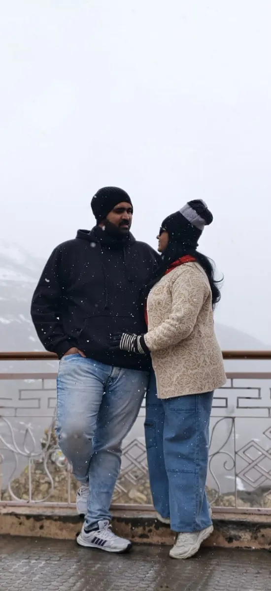 Experiencing live snowfall at Dhankar Monastery
